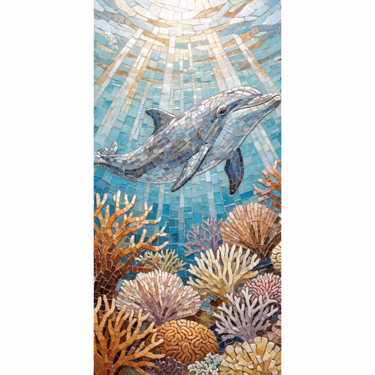 Dieren - Mozaïek - Oceaan - Koraal - Blauw Behang Vlies klein -3d_website