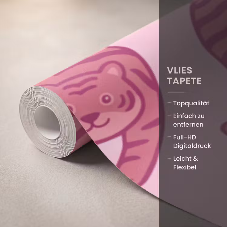 Dieren - Patroon - Roze - Speels - Cartoon Behang Vlies klein -USP_closeupDE