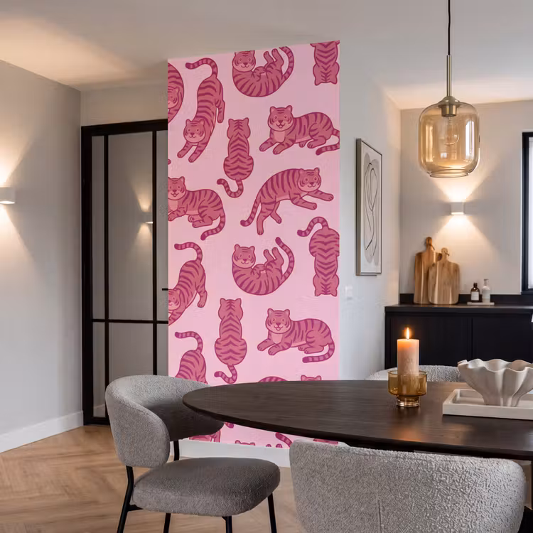 Dieren - Patroon - Roze - Speels - Cartoon Behang Vlies klein -sfeer3