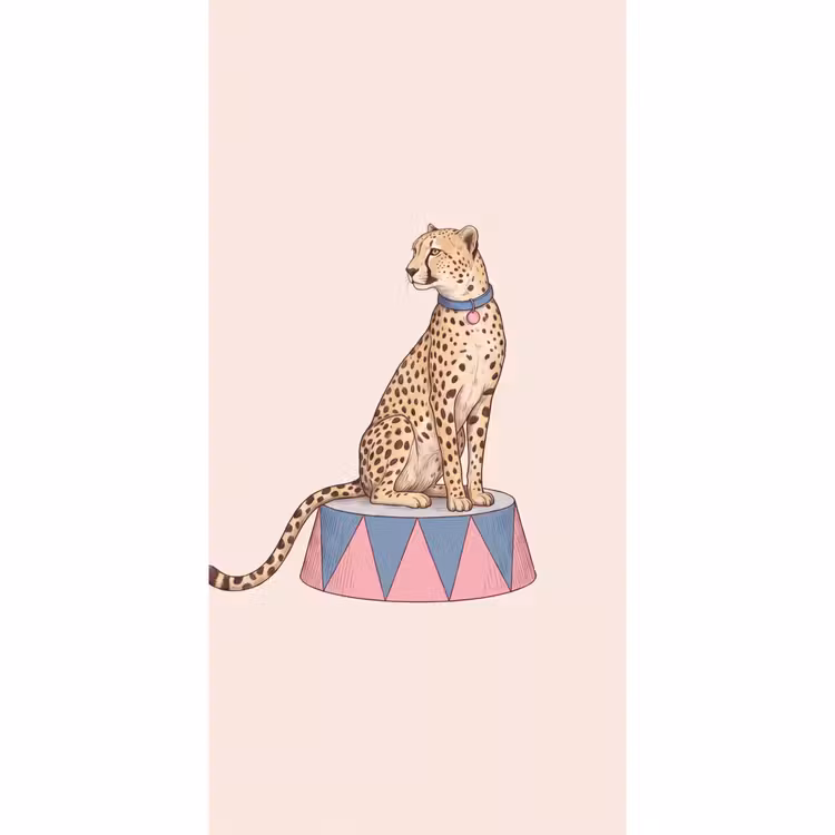 Dieren - Circus - Illustratie - Vintage - Roze Behang Vlies klein -3d_website