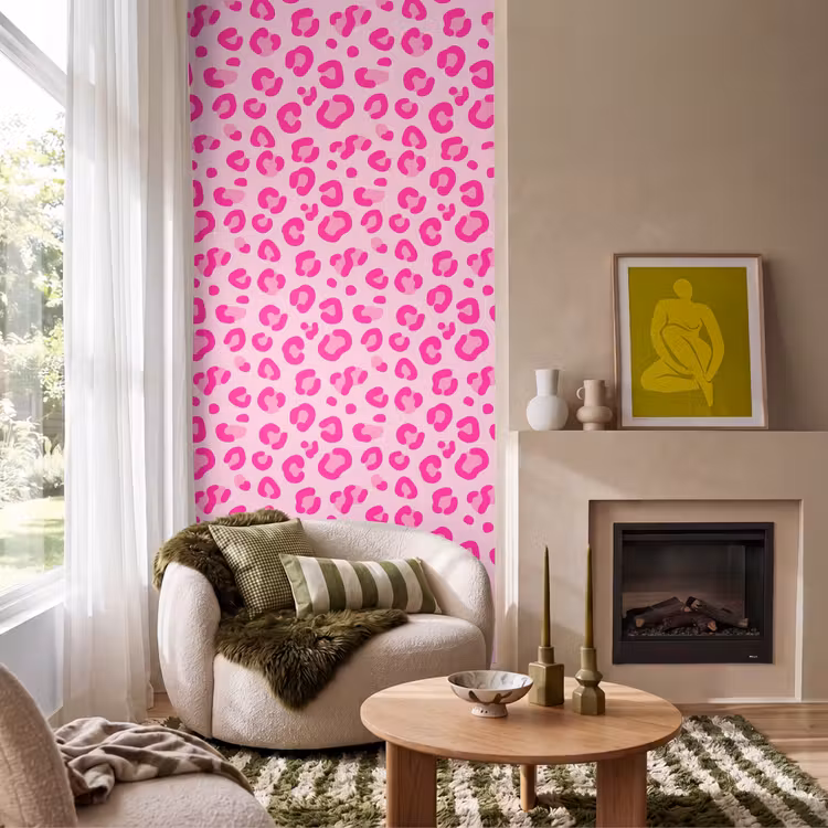 Dierenprint - Patroon - Abstract - Modern - Roze Behang Vlies klein -sfeer2