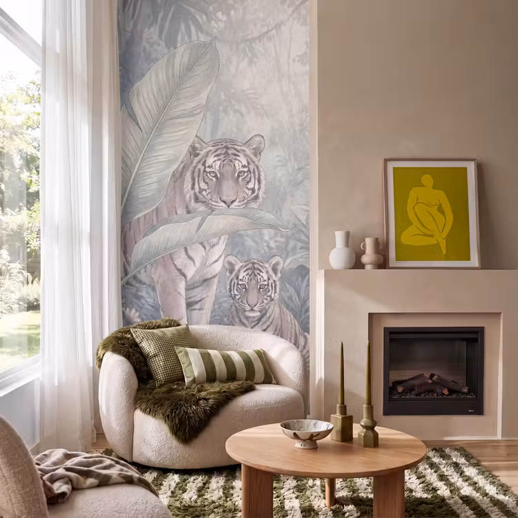 Tijger - Welp - Jungle - Illustratie - Dieren Behang Vlies klein -sfeer2