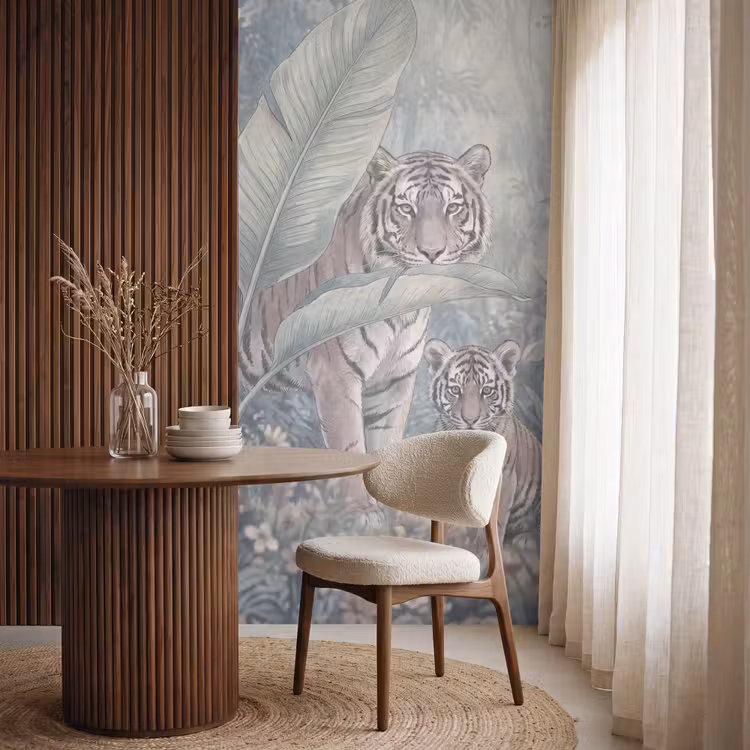 Tijger - Welp - Jungle - Illustratie - Dieren Behang Vlies klein -sfeer1