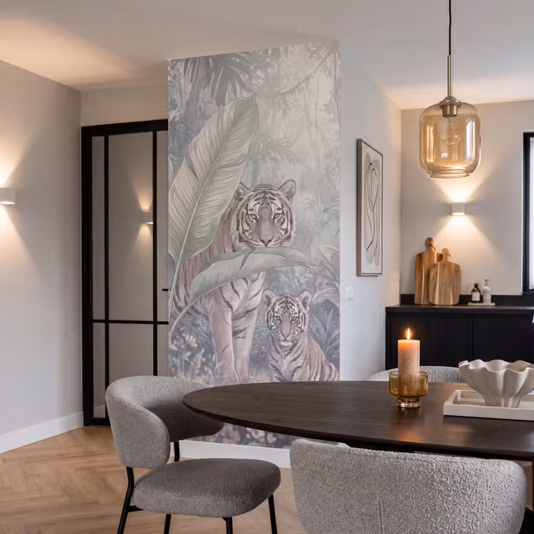Tijger - Welp - Jungle - Illustratie - Dieren Behang Vlies klein -sfeer3