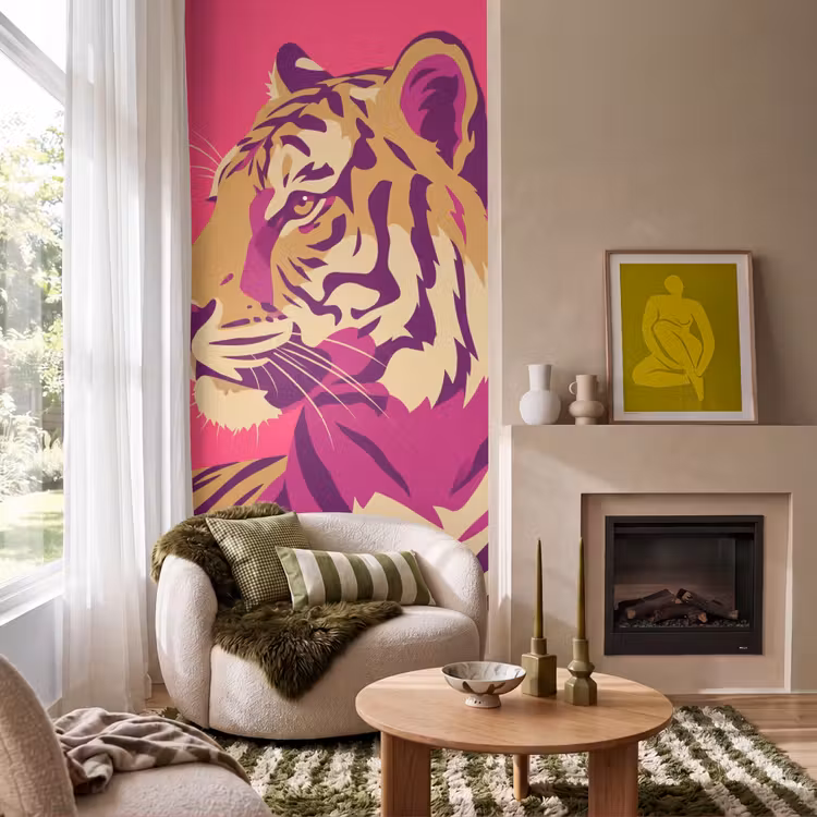 Tijger - Modern - Neon Behang Vlies klein -sfeer2