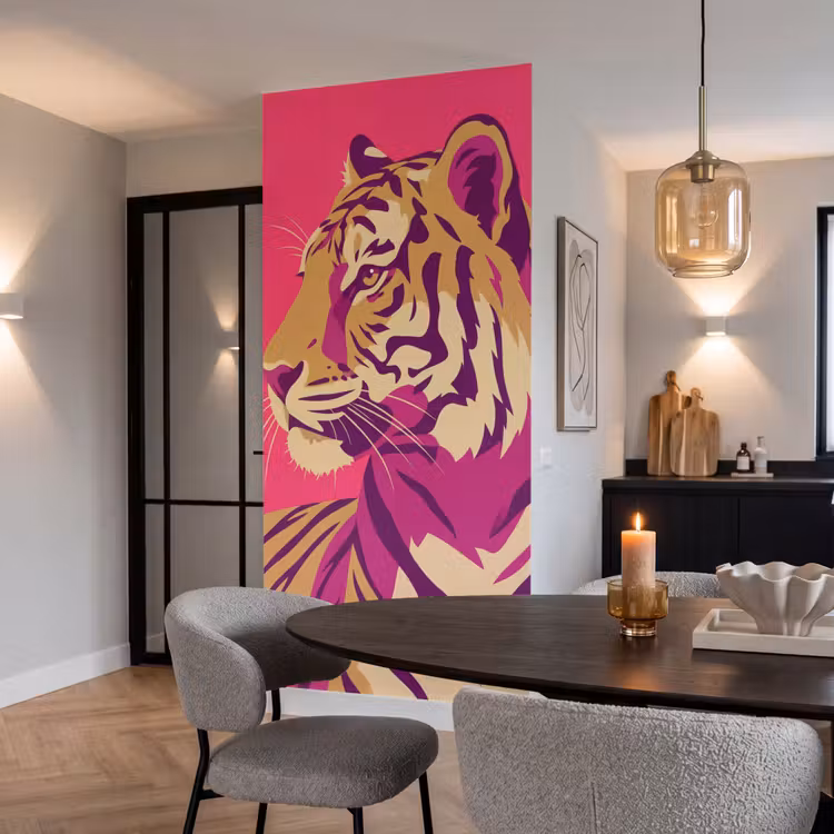 Tijger - Modern - Neon Behang Vlies klein -sfeer3