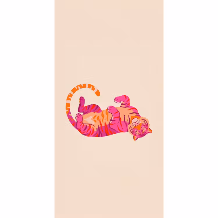 Tijger - Roze - Oranje Behang Vlies klein -3d_website