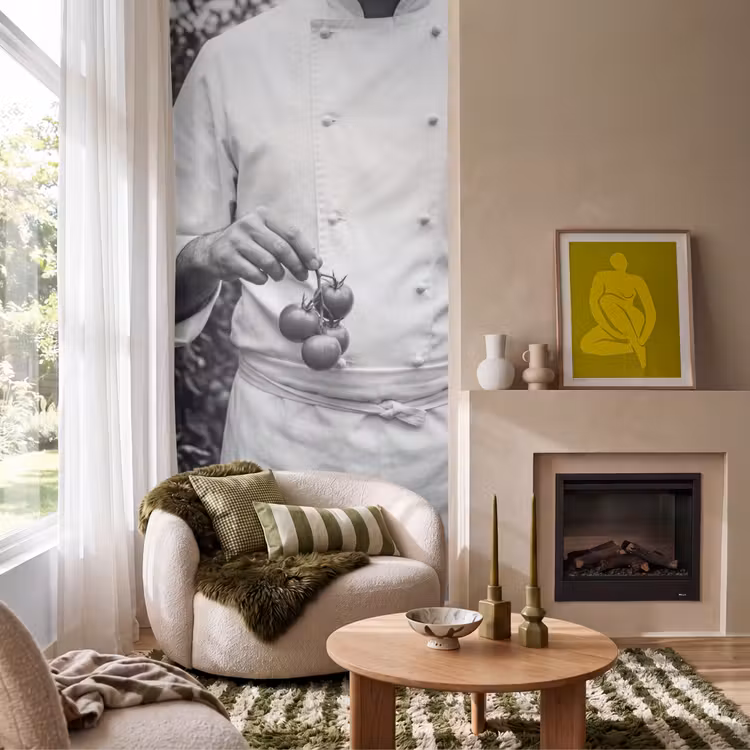 Tomaten - Chef - Zwart - Wit Behang Vlies klein -sfeer2