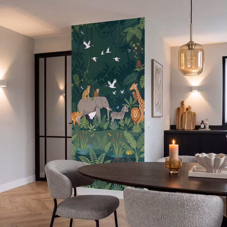 Tropisch - Jungle -  Groen Behang Vlies klein -sfeer3