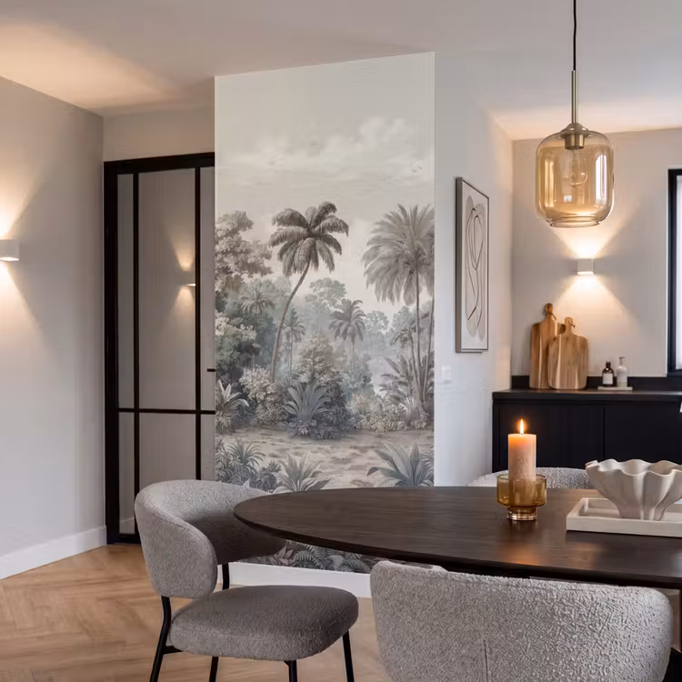 Tropisch - Landschap - Illustratie Behang Vlies klein -sfeer3