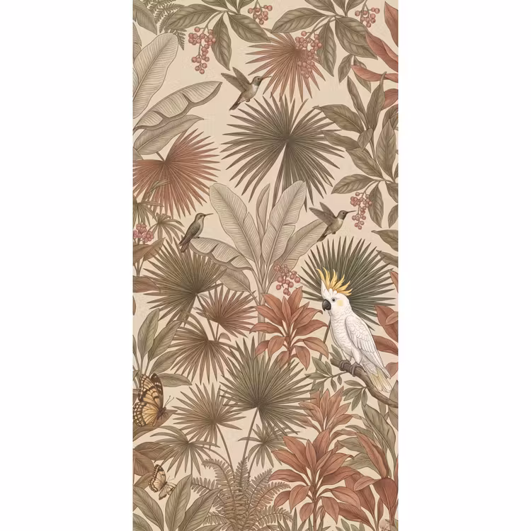 Tropisch - Vogels - Beige Behang Vlies klein -3d_website