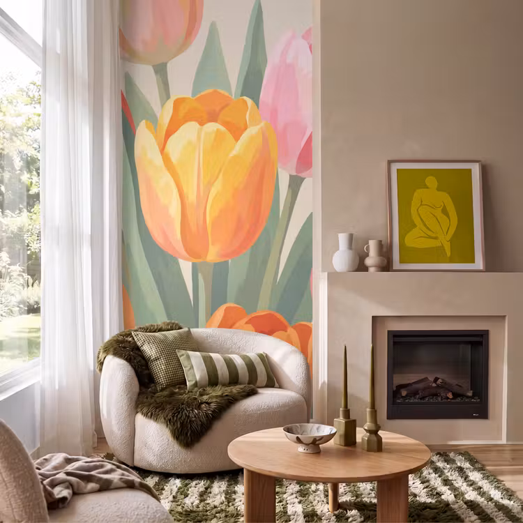 Tulpen - Abstract - Kleurrijk Behang Vlies klein -sfeer2