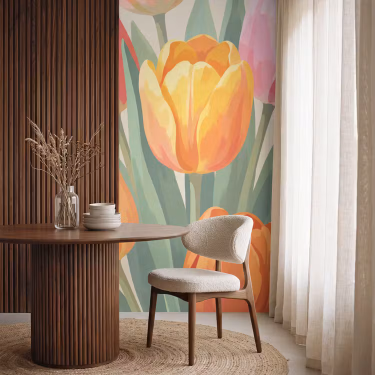 Tulpen - Abstract - Kleurrijk Behang Vlies klein -sfeer1