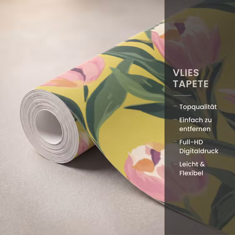 Tulpen - Botanisch - Geel Behang Vlies klein 1076 -USP_closeupDE