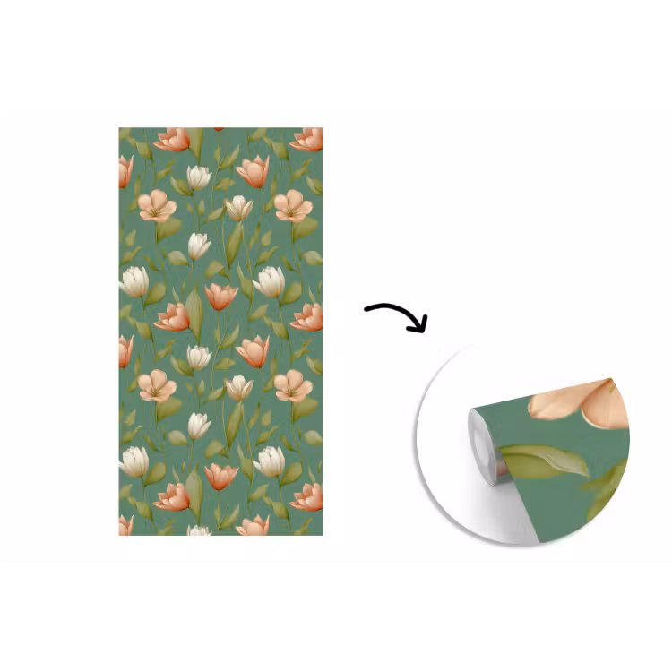 Tulpen - Botanisch - Groen fotobehang vinyl groot 64 -3d