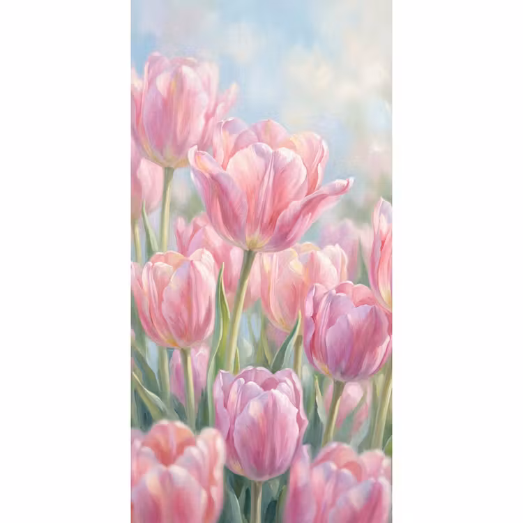 Tulpen - Veld - Lente - Roze Behang Vlies klein -3d_website