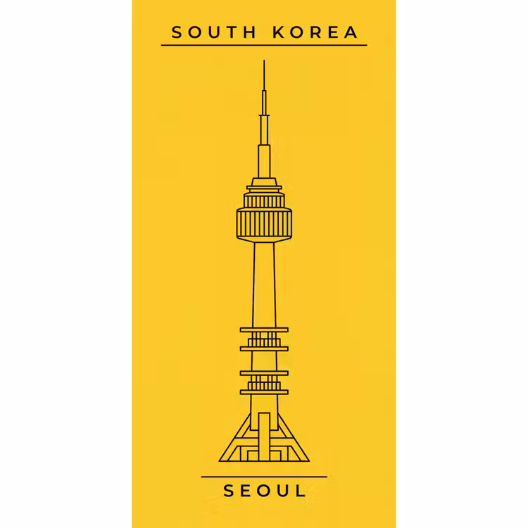 Toren - Seoul - Architectuur - Minimalistisch - Geel Behang Vlies klein -3d_website