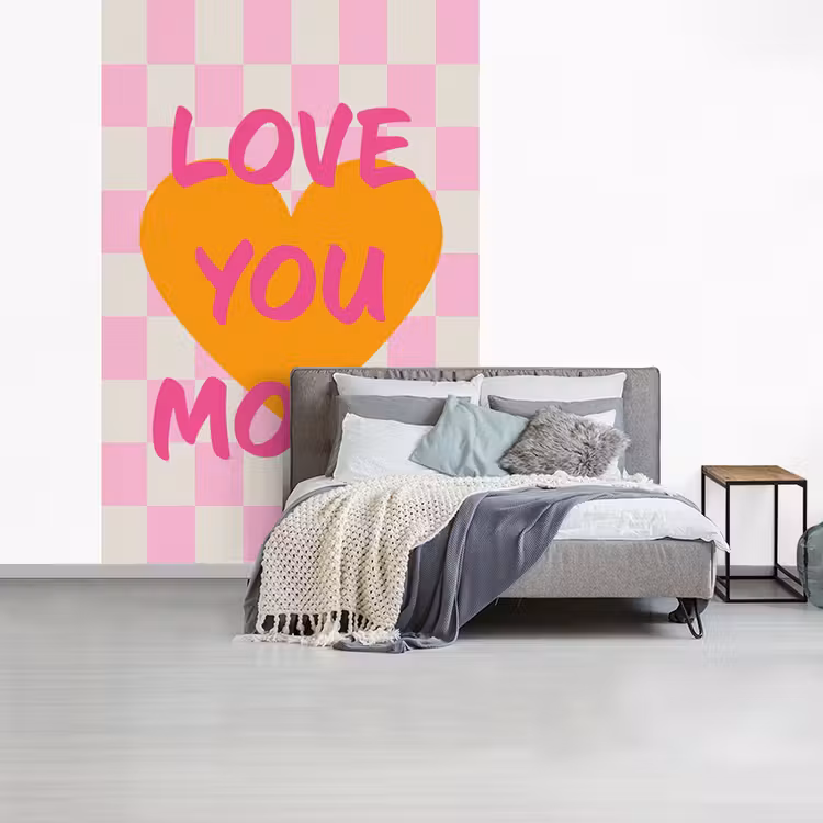 Valentijn - Love - Roze - Oranje fotobehang vinyl groot -slaapkamer