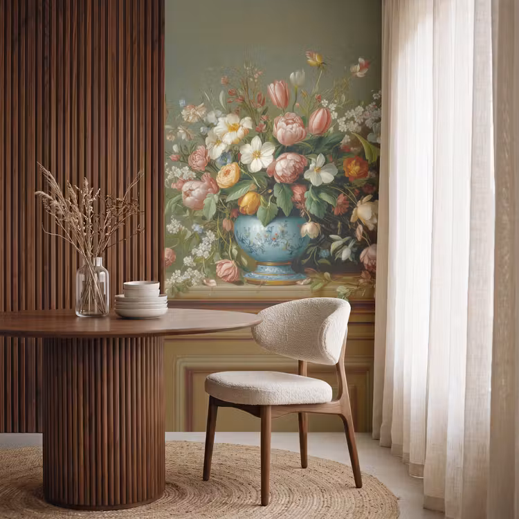 Vaas - Pastel - Kleuren - Bloemen Behang Vlies klein -sfeer1