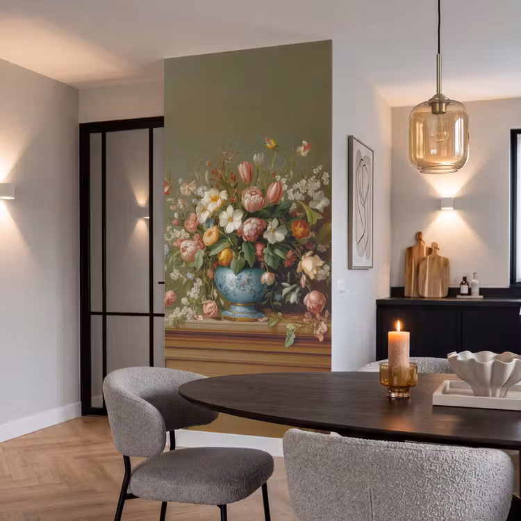 Vaas - Pastel - Kleuren - Bloemen Behang Vlies klein -sfeer3