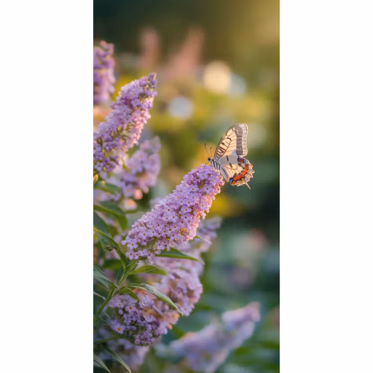 Sierlijke - Vlinder - Paarse - Bloemen Behang Vlies klein -3d_website