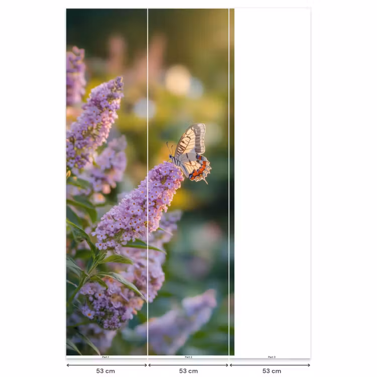 Sierlijke - Vlinder - Paarse - Bloemen Behang Vlies klein -USP_banen