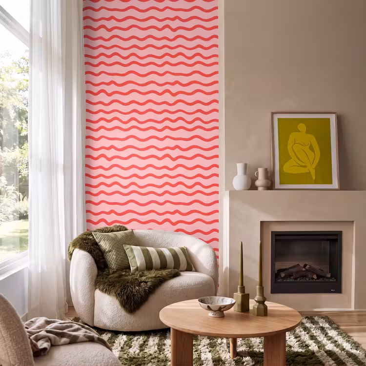 Speels - Patroon - Rood Behang Vlies klein 1076 -sfeer2