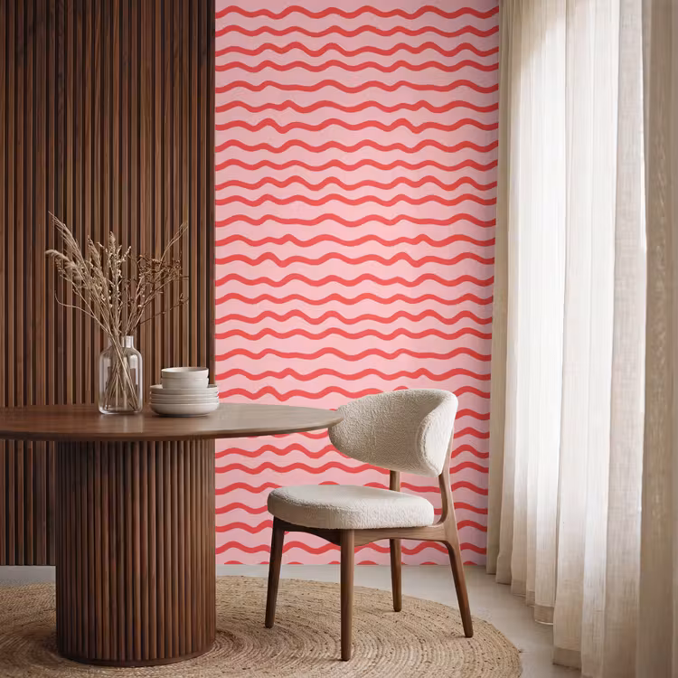 Speels - Patroon - Rood Behang Vlies klein 1076 -sfeer1