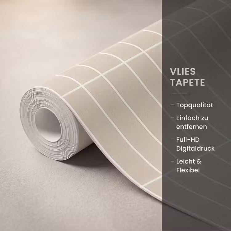 Verticaal - Wandtegel - Crème - Beige Behang Vlies klein 1076 -USP_closeupDE