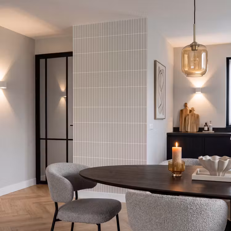 Verticaal - Wandtegel - Licht Beige Behang Vlies klein 1076 -sfeer3