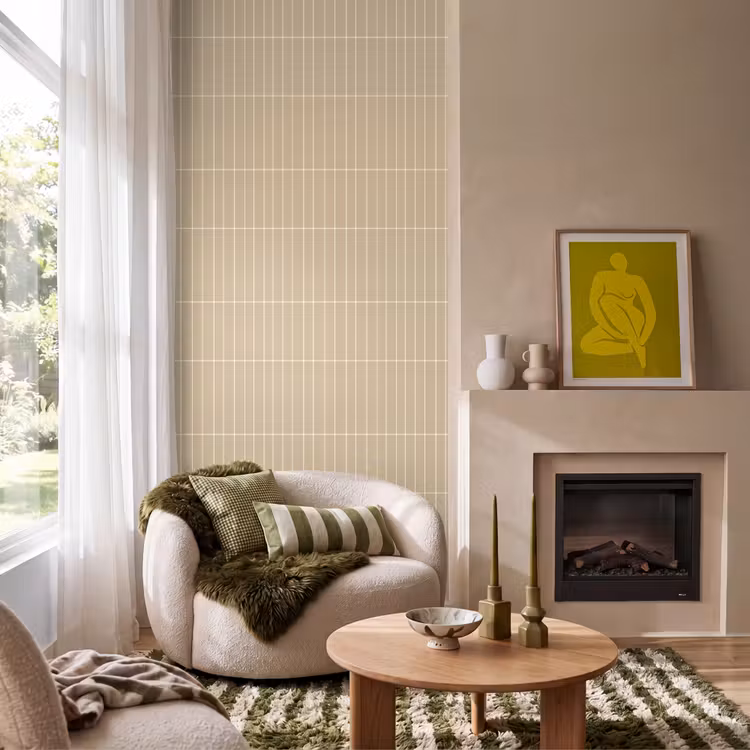 Verticaal - Wandtegel - Zand - Beige Behang Vlies klein 1076 -sfeer2