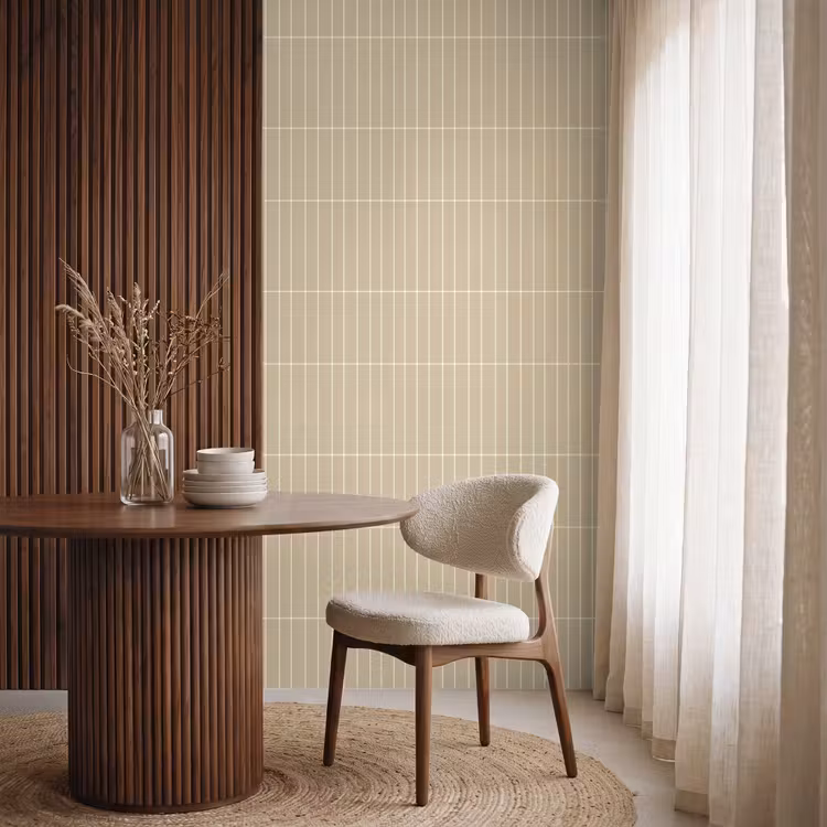 Verticaal - Wandtegel - Zand - Beige Behang Vlies klein 1076 -sfeer1