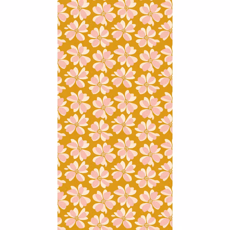 Vintage - Bloemen - Okergeel Behang Vlies klein 1076 -3d_website