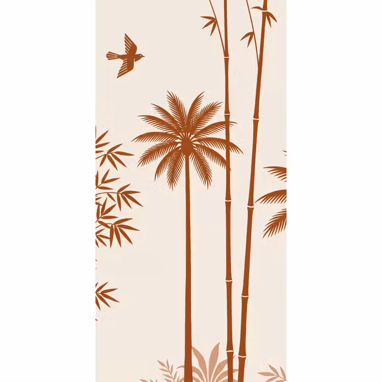 Vogel - Boom - Tropisch - Minimalistisch - Bruin Behang Vlies klein -3d_website
