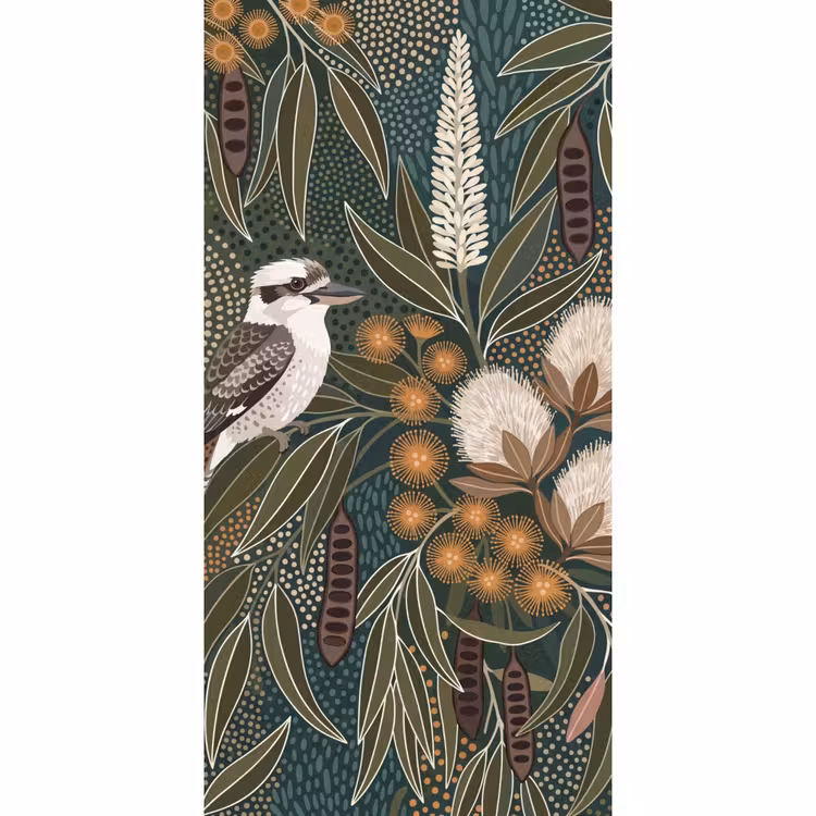 Vogel - Bladeren - Natuur - Illustratie - Groen Behang Vlies klein -3d_website