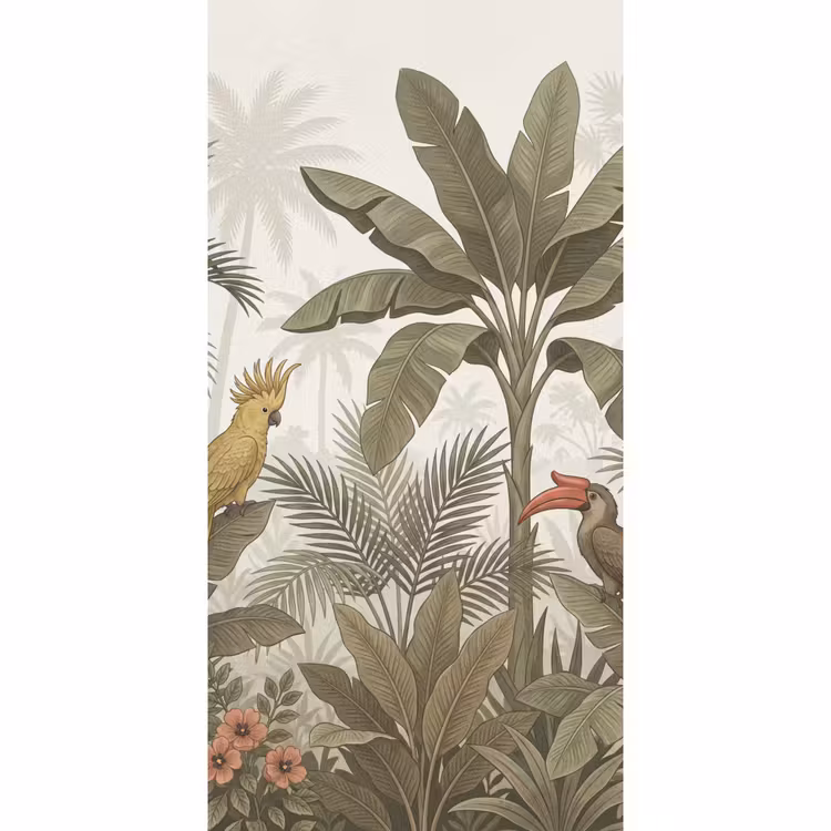 Vogel - Jungle - Tropisch - Illustratie - Groen Behang Vlies klein -3d_website