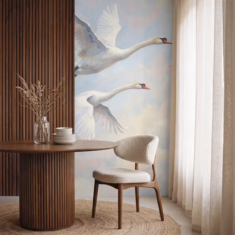 Vogel - Vliegend - Lucht - Modern - Pastel Behang Vlies klein -sfeer1