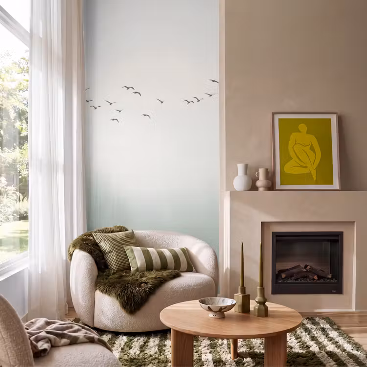 Vogel - Vlucht - Natuur - Minimalistisch Behang Vlies klein -sfeer2
