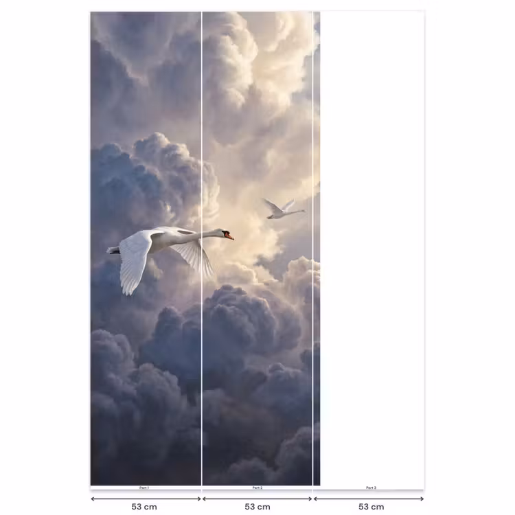 Vogel - Vliegend - Natuur - Wit - Wolken Behang Vlies klein -USP_banen