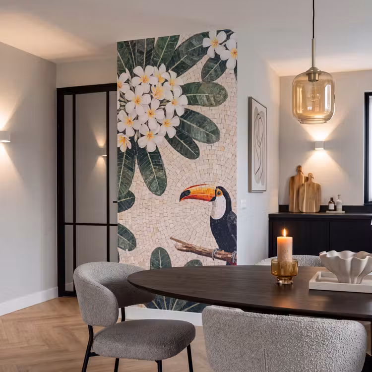 Vogel - Mozaïek - Tropisch - Natuur - Kleurrijk Behang Vlies klein -sfeer3