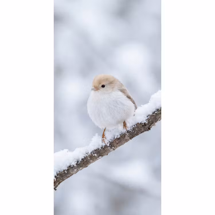 Vogeltje - Sneeuw - Tak - Winter - Zacht Behang Vlies klein -3d_website