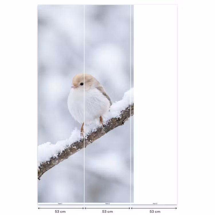 Vogeltje - Sneeuw - Tak - Winter - Zacht Behang Vlies klein -USP_banen