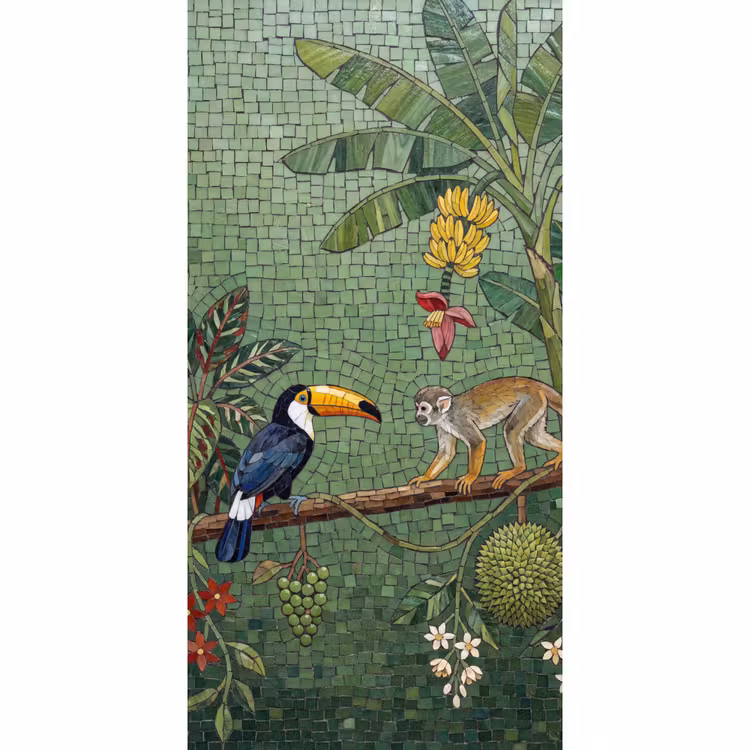 Vogel - Dier - Jungle - Mozaïek - Natuur Behang Vlies klein -3d_website