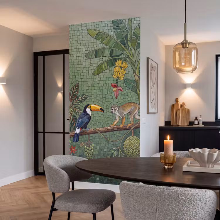 Vogel - Dier - Jungle - Mozaïek - Natuur Behang Vlies klein -sfeer3