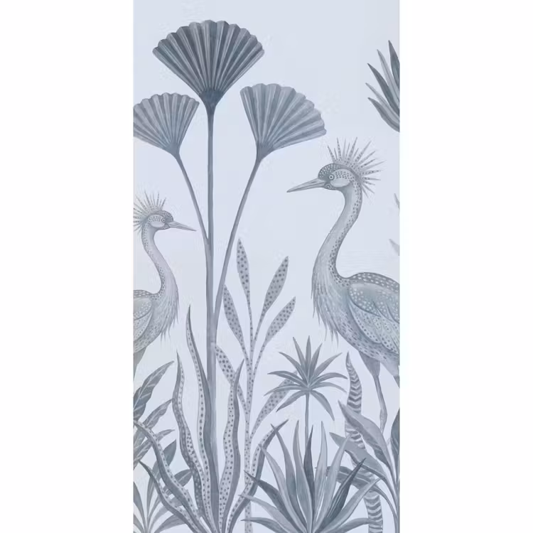 Vogel - Tropisch - Illustratie - Blauwgrijs - Natuur Behang Vlies klein -3d_website