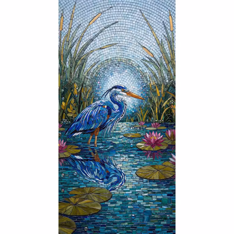 Vogel - Water - Natuur - Abstract - Blauw Behang Vlies klein -3d_website