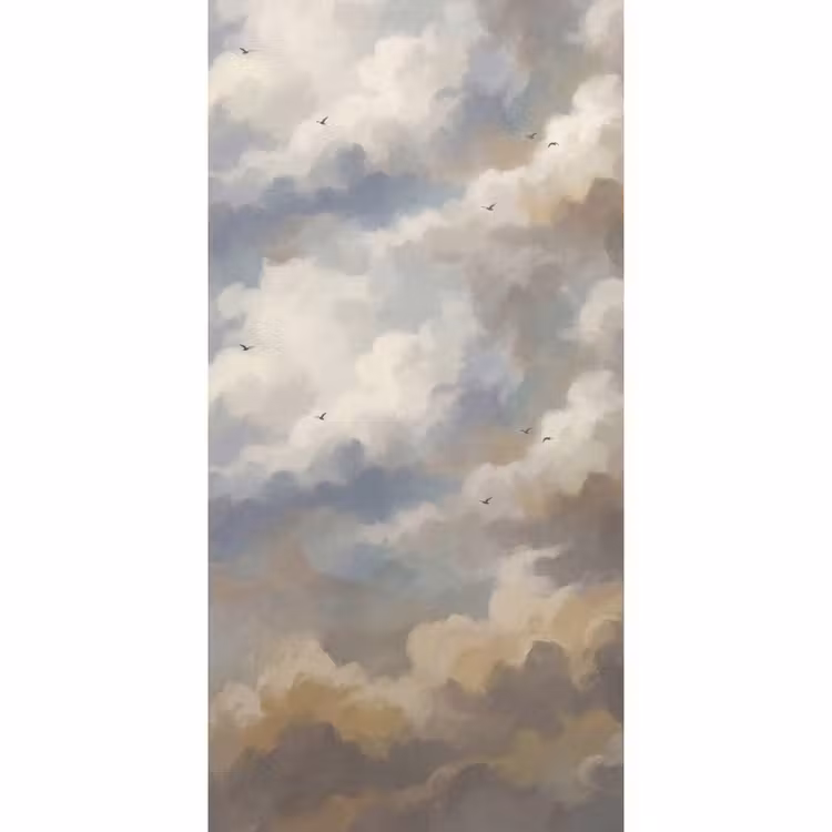 Vogel - Wolken - Natuur - Modern - Grijs Behang Vlies klein -3d_website