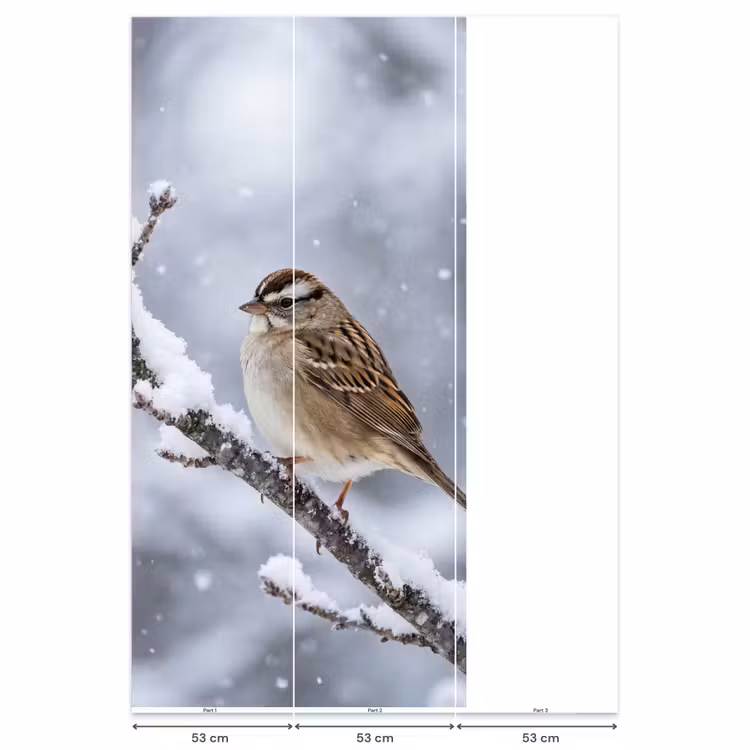 Vogel - Tak - Sneeuw - Winter Behang Vlies klein -USP_banen