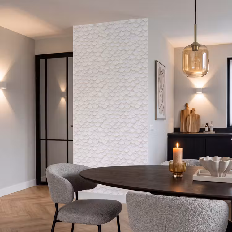Schubben - Wit - Elegant Behang Vlies klein 1076 -sfeer3