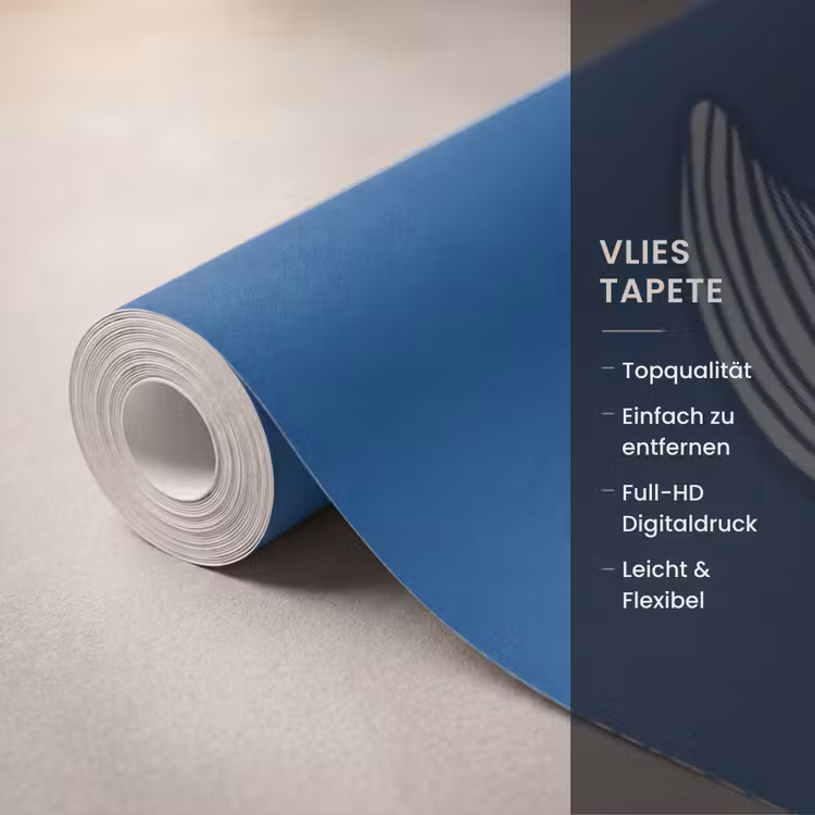 Walvis - Staart - Golven - Lijntekening - Blauw Behang Vlies klein -USP_closeupDE